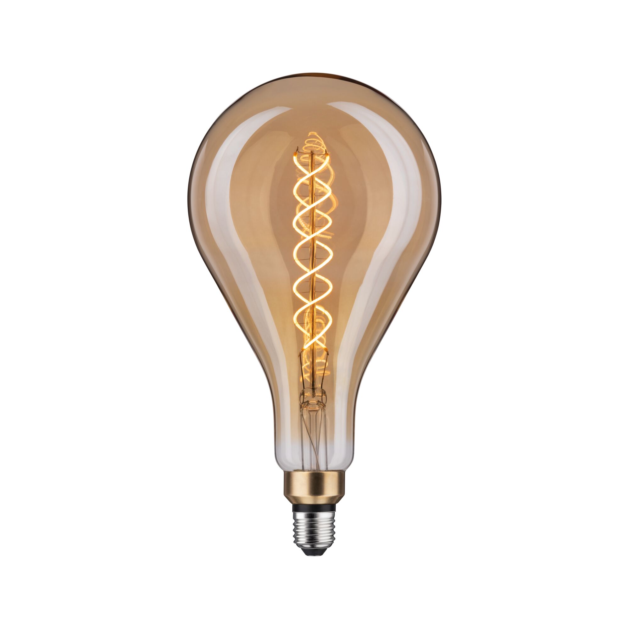 1879 Filament 230 V BigDrop LED E27 400lm 7W 1800K gradable Doré Grande ampoule LED avec filament en spirale en verre ambré et culot E27 pour éclairage décoratif
