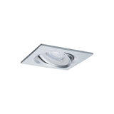 Square recessed spotlight in brushed silver aluminum for modern LED lighting solutions