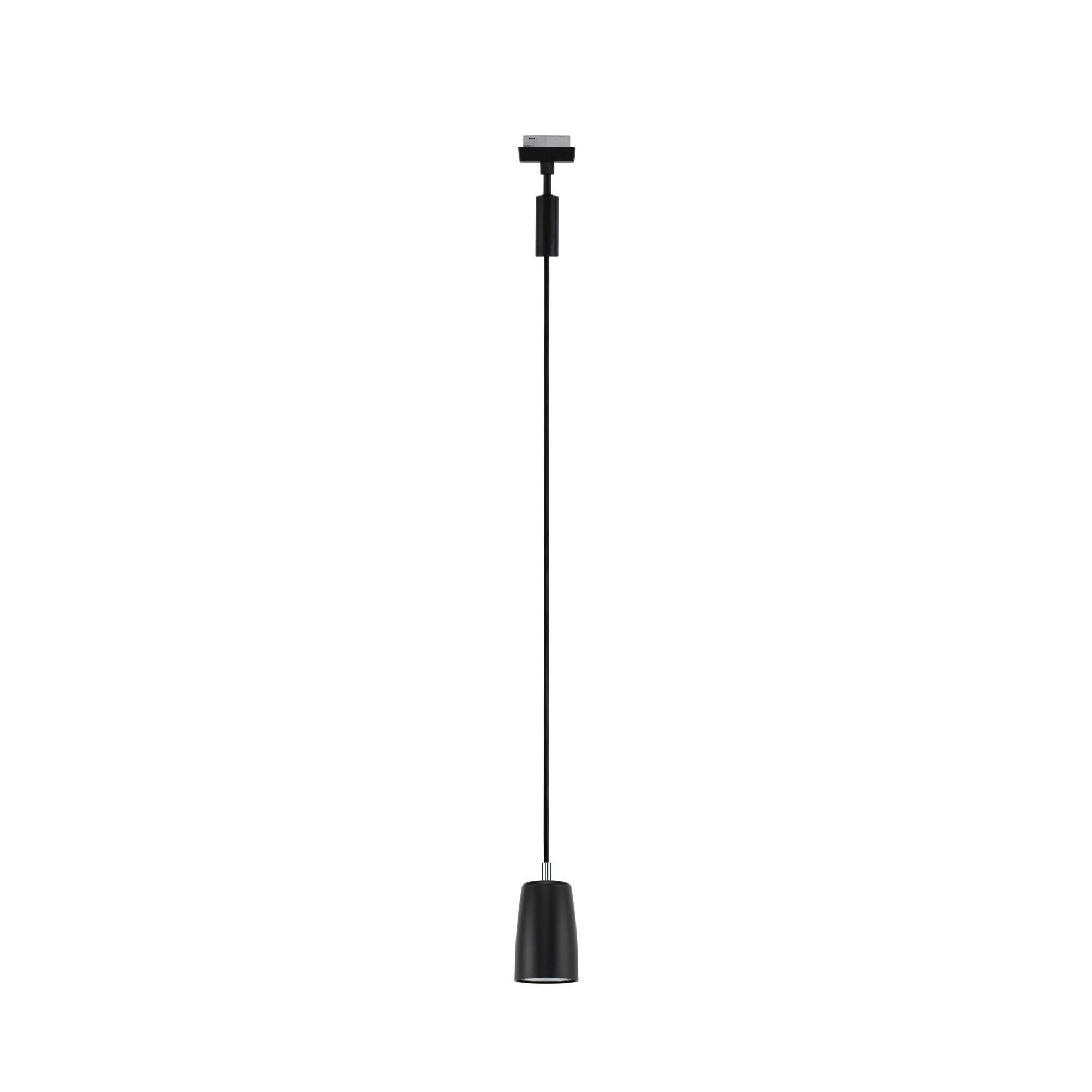 Black metal pendant light with slim design and long cable for modern interior lighting