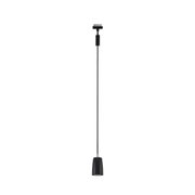 Black metal pendant light with slim design and long cable for modern interior lighting