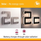 Solar-powered house number 2c in grey plastic, illuminated with energy-saving LED lighting