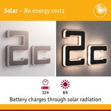 Solar-powered house number 2c in grey plastic, illuminated with energy-saving LED lighting