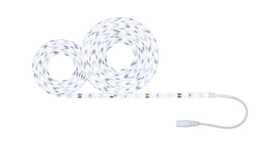 Two white LED light strips with connector cable, flexible and energy-saving for home lighting
