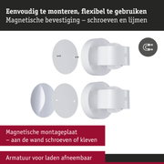 Witte magnetische wandhouder met afneembare armatuur voor flexibele montage en gebruik