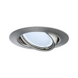 Rundstrahler aus gebürstetem Edelstahl mit schwenkbarem Einsatz für flexible LED-Beleuchtung