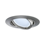 Round recessed spotlight in brushed stainless steel silver with white LED light for modern lighting