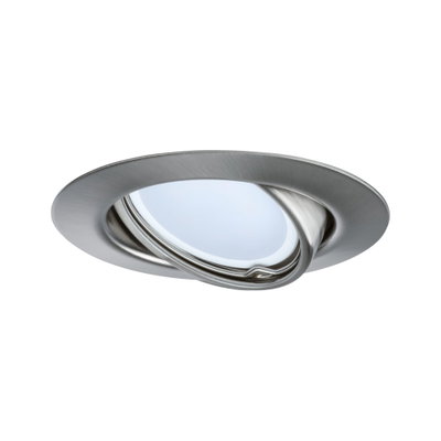 Round recessed spotlight in brushed stainless steel silver with white LED light for modern lighting