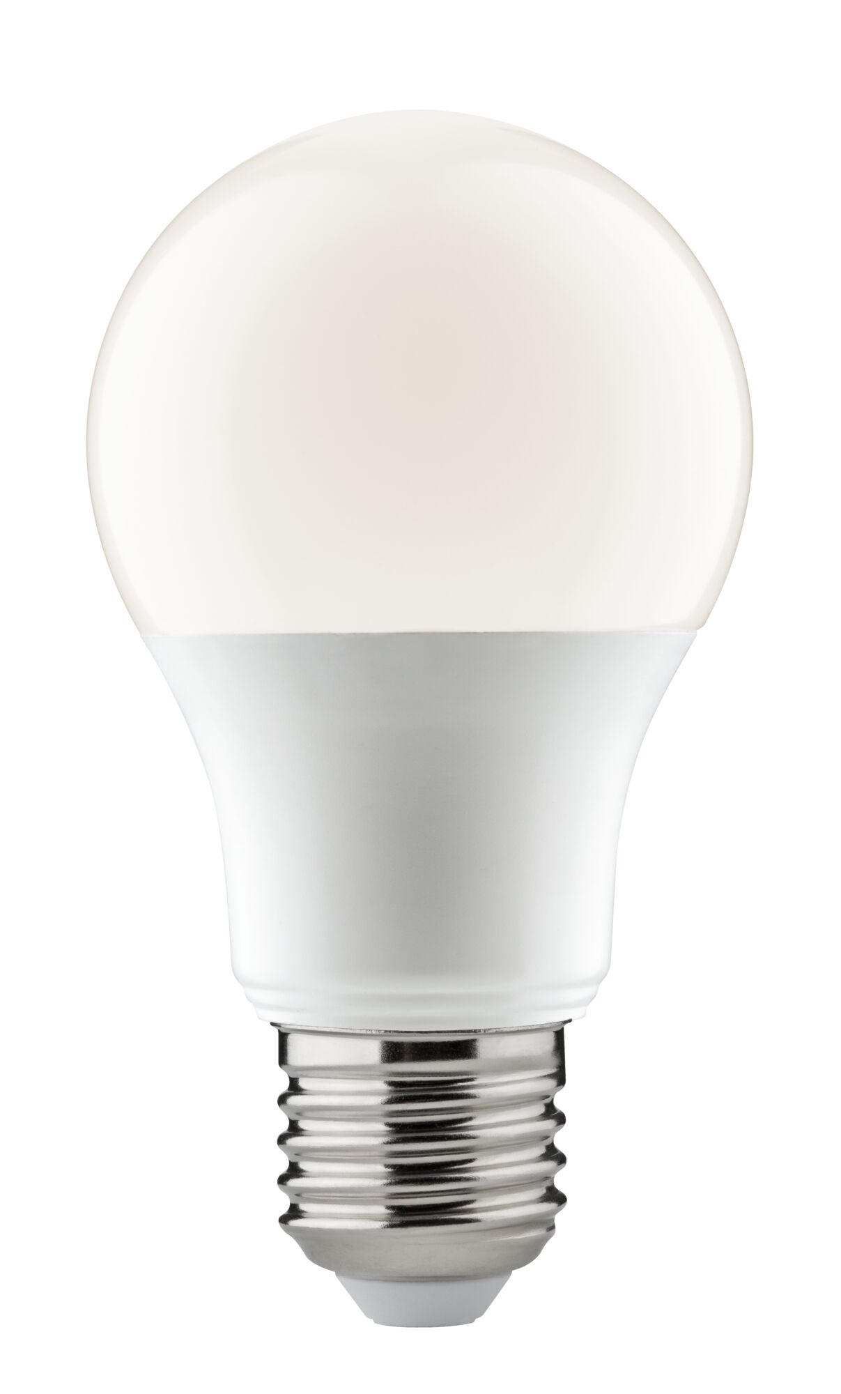 Witte LED-lamp met E27-fitting van kunststof en metaal voor energiezuinige verlichting