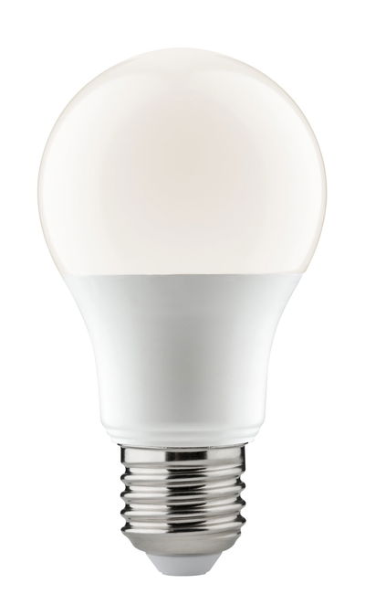 Witte LED-lamp met E27-fitting van kunststof en metaal voor energiezuinige verlichting