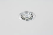 Round recessed spotlight in brushed aluminum silver for modern LED ceiling lighting