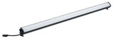 Schwarze LED-Leuchte mit langem, weißem Diffusor und Kabelanschluss für moderne Innenbeleuchtung