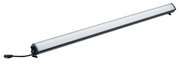 Schwarze LED-Leuchte mit langem, weißem Diffusor und Kabelanschluss für moderne Innenbeleuchtung