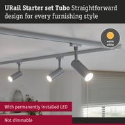 URail Starter set Tubo grey LED track lighting with warm white light, not dimmable
