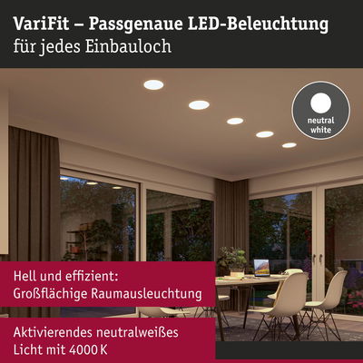 VariFit LED-Einbauleuchten in neutralweiß 4000K für großflächige Raumbeleuchtung im Esszimmer