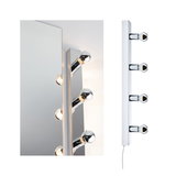 Applique miroir LED blanche avec quatre ampoules rondes pour salle de bain et maquillage