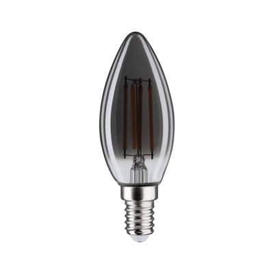 Klarer LED-Kerzenlampe mit E14-Fassung und sichtbaren Filamenten für dekorative Beleuchtung
