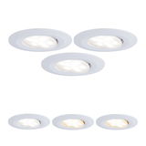 Six white LED recessed spotlights with adjustable heads for versatile room lighting