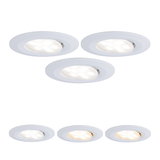 Sechs weiße LED-Einbaustrahler mit schwenkbarem Kopf für flexible Raumbeleuchtung