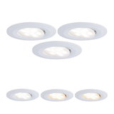 Sechs weiße LED-Einbaustrahler mit schwenkbarem Kopf für flexible Raumbeleuchtung