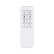 White remote control with buttons for brightness, color temperature, and on/off light control