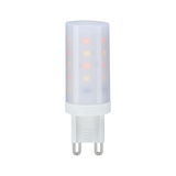 Kleine G9 LED-lamp met witte kunststof behuizing en warmwitte leds voor energiezuinige verlichting