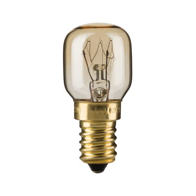 Small clear glass bulb with gold screw base for lighting applications and fixtures