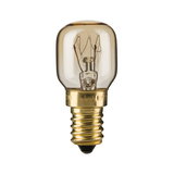 Kleine Glühlampe mit transparentem Glas und goldfarbenem Schraubsockel für Beleuchtungslösungen