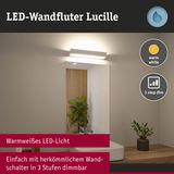 LED-Wandfluter Lucille in Weiß mit warmweißem Licht, dimmbar in 3 Stufen für Badezimmerbeleuchtung