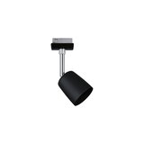 Schwarzer Metall-Spot mit verstellbarem Kopf und Chromstange für flexible LED-Beleuchtung