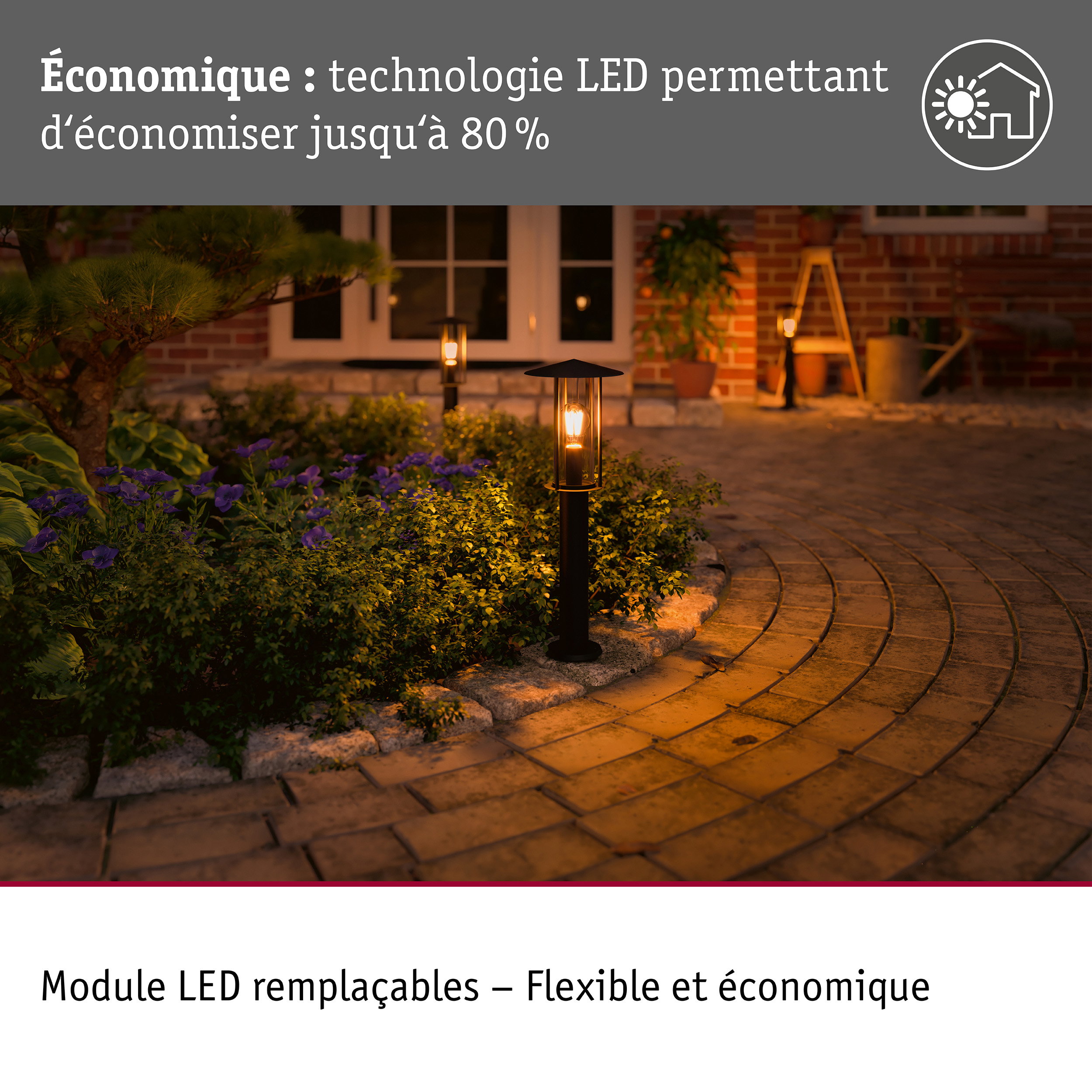 Borne lumineuse Classic favorable aux insectes IP44 500mm 2200K 4,3W 420lm 230V Noir E27 Métal