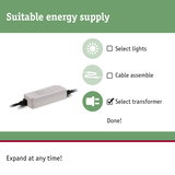 White transformer with cable connection for suitable power supply of LED lights