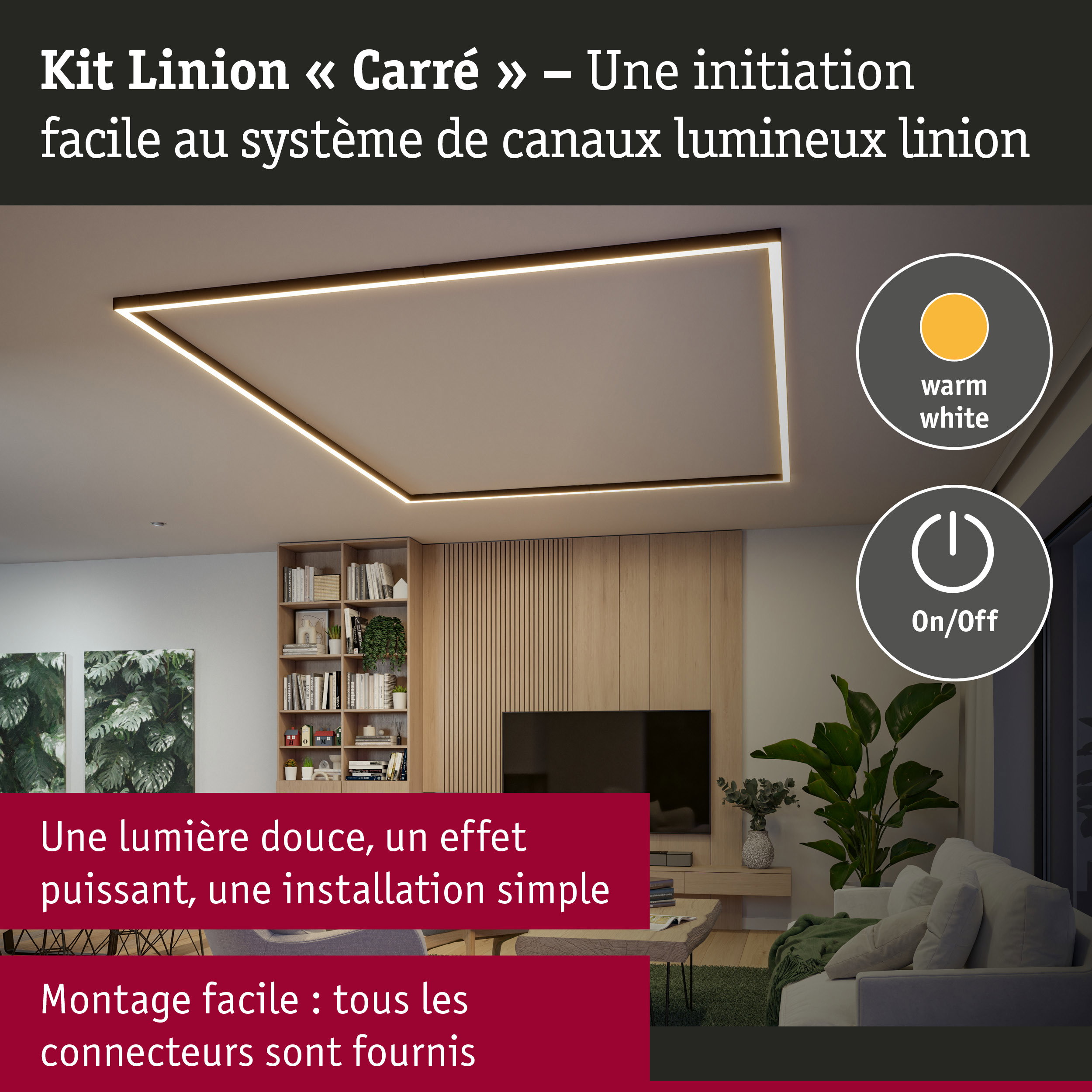 Linion Canal lumineux Parallélépipède Kit complet 230/24V W 3000K Noir signal