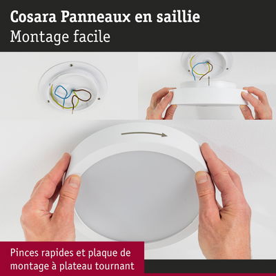 Instructions de montage pour plafonnier rond blanc avec fixation rapide à clipser et tourner