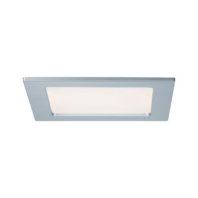 Rechthoekige LED-inbouwlamp van zilverkleurig aluminium met matte diffuser voor woonruimtes