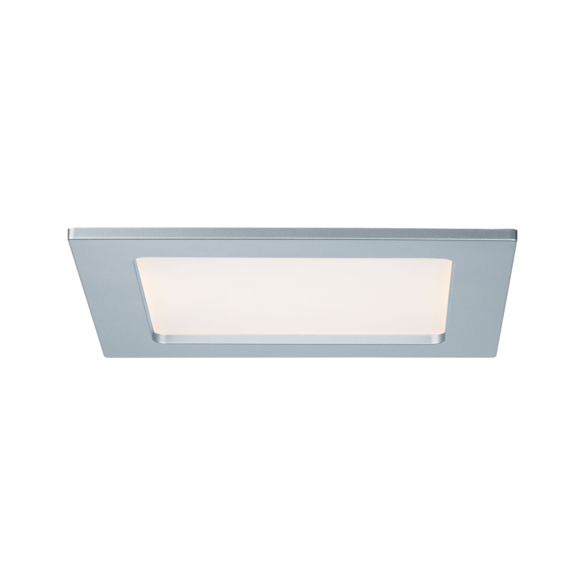 Rectangular LED recessed light in silver aluminum with frosted diffuser for home lighting