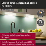 Lampe LED blanche dimmable Barreo pour élément bas avec lumière réglable 2200-4000K pour cuisine