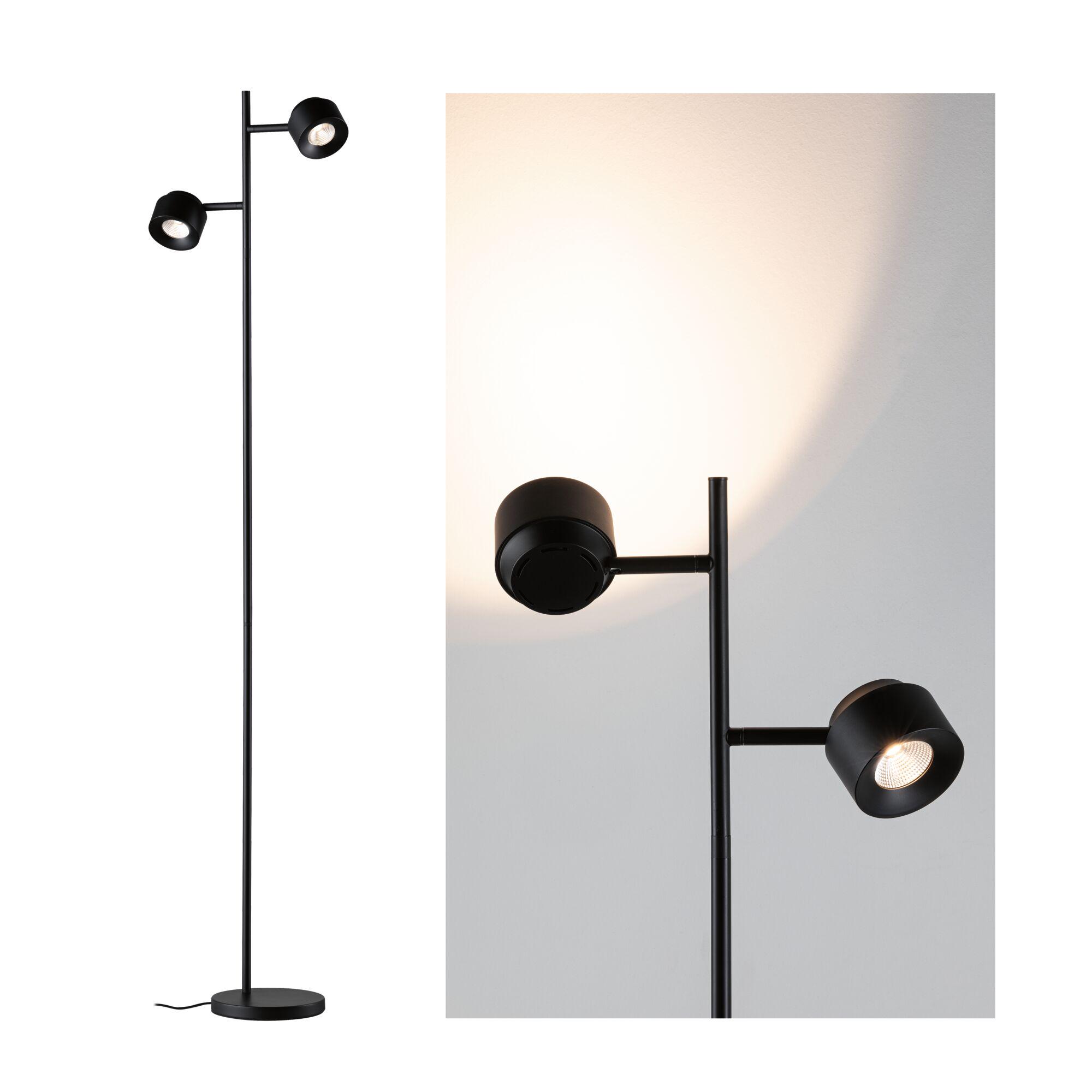 LED Floor lamp 3-Step-Dim Pane 2700K 2x300lm 2x3W Black Black metal floor lamp with two adjustable spotlights for modern home lighting