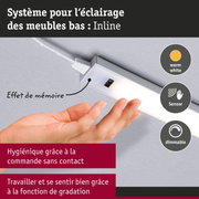Éclairage LED sous meuble Inline en aluminium avec lumière blanc chaud et capteur de mouvement