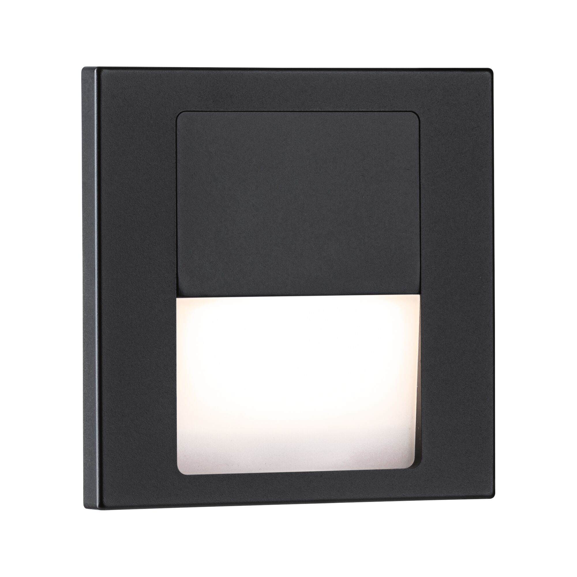 Quadratischer LED-Wandeinbauleuchte aus schwarzem Metall mit milchigem Diffusor für Außenbeleuchtung