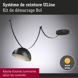 Système de ceinture ULine noir avec lampe en forme de bol et lumière blanc chaud pour éclairage modulable
