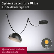Système de câble ULine noir avec support et lumière blanc chaud pour solutions d'éclairage flexibles