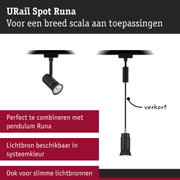 Zwarte URail Spot Runa metalen spot voor diverse verlichtingsmogelijkheden