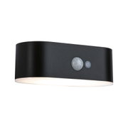 Schwarze LED-Wandleuchte mit Bewegungsmelder und Diffusor für energiesparende Innenbeleuchtung