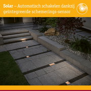 Solar LED-grondinbouwlamp Sorea Schemerings-sensor IP67 hoekig 100x100mm 2200K 0,1W 5lm 3,7V Staal geborsteld ABS/Polycarbonaat/edelstaal