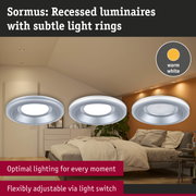 Sormus recessed luminaires with subtle warm white light rings for flexible bedroom lighting