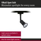 Minimalist black URail Spot Salt metal spotlight for versatile room lighting solutions
