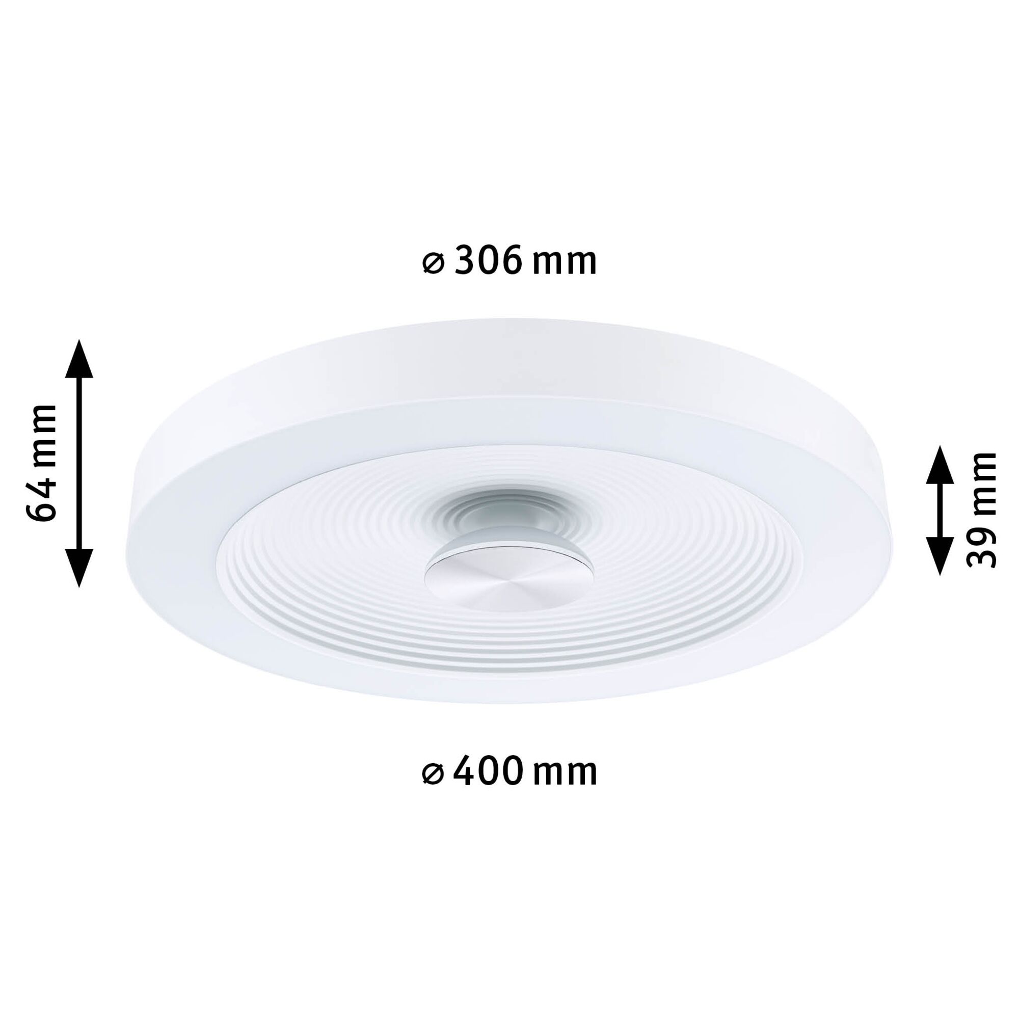 Witte ronde LED-plafondlamp met 400 mm diameter en 64 mm hoogte, moderne woonverlichting