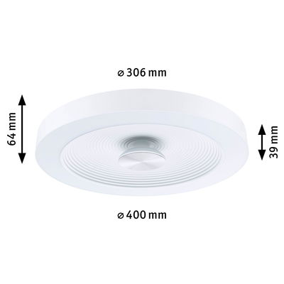 White round LED ceiling light with 400 mm diameter and 64 mm height, modern home lighting fixture