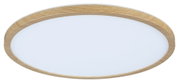 Round ceiling light with oak wood frame and white diffuser for modern home lighting