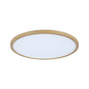 Round ceiling light with oak wood frame and white diffuser for modern home lighting